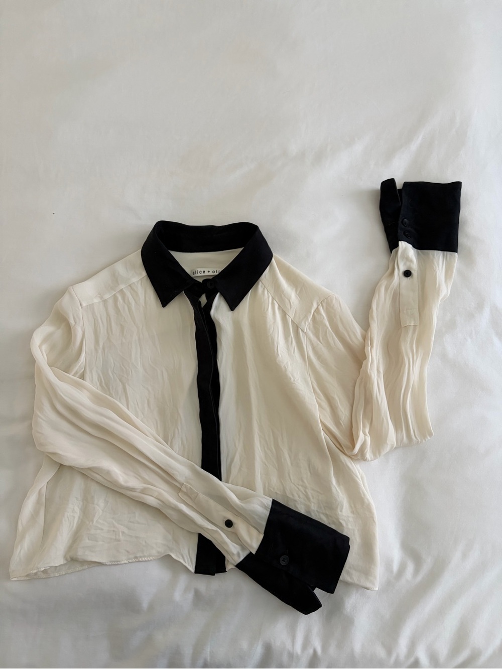 Alice + Olivia Silk Contrast Shirt XS